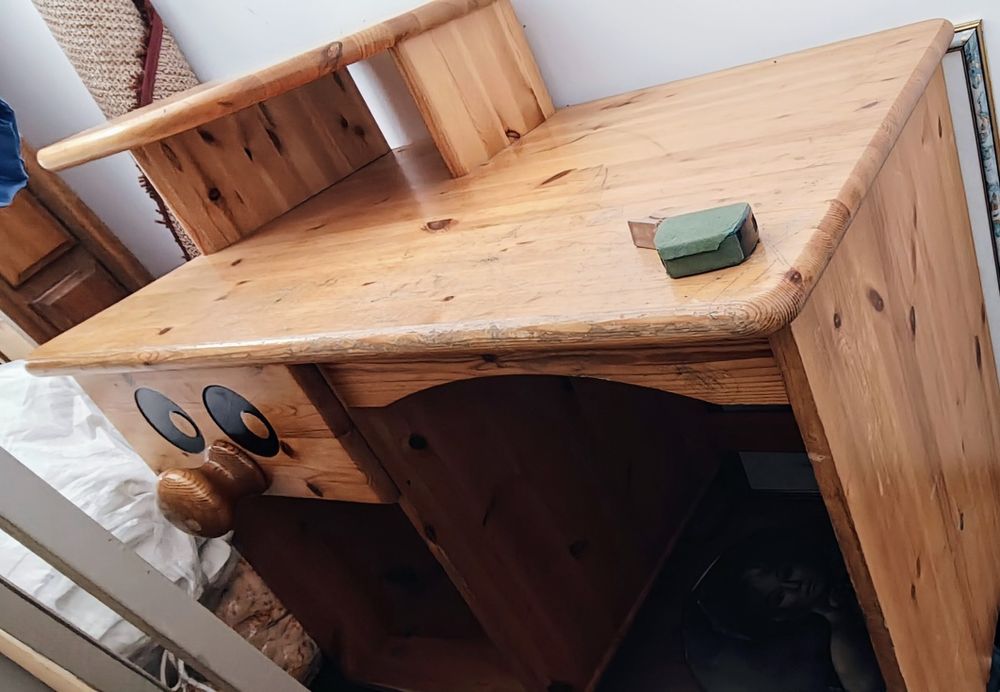 Biurko drewniane oryginalne  z szafką  nocną