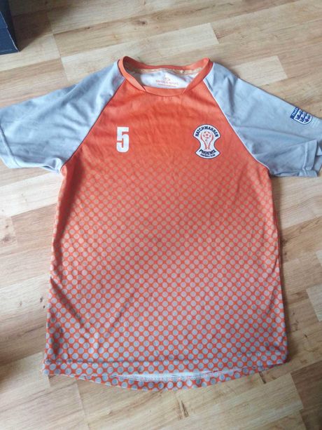Koszulka sportowa pomarańczowo szara do biegania piłka nożna