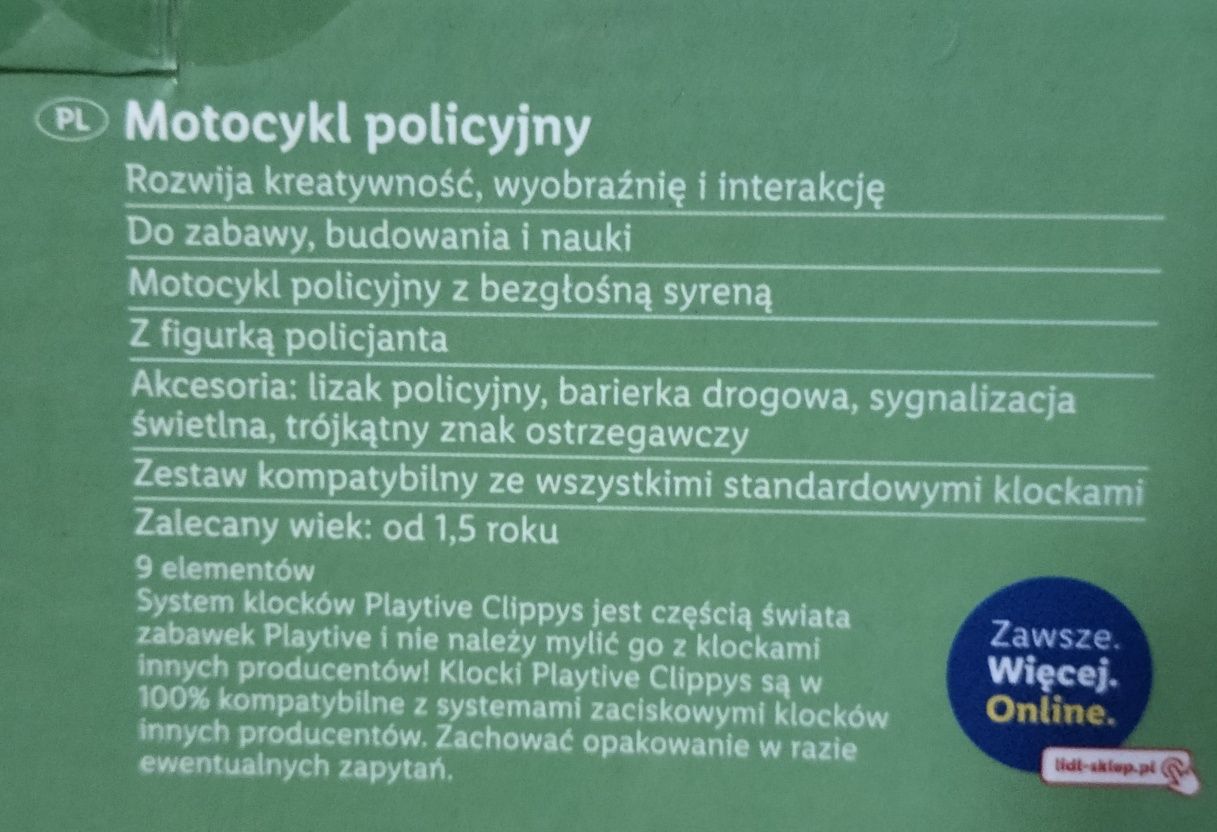 Playtive Clippys Zestaw klocków Junior S - Motocykl policyjny
