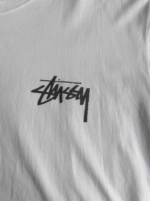 Stussy Męska Biała Koszulka z Nadrukiem L