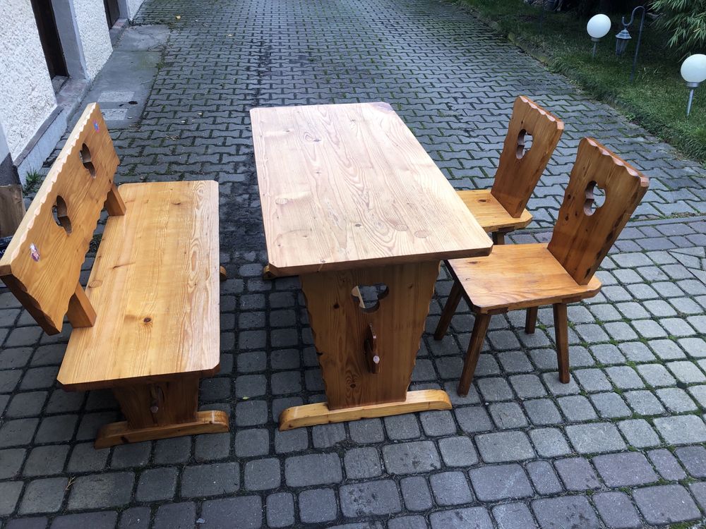 Stół ,stołki i ława lite drewno okazja