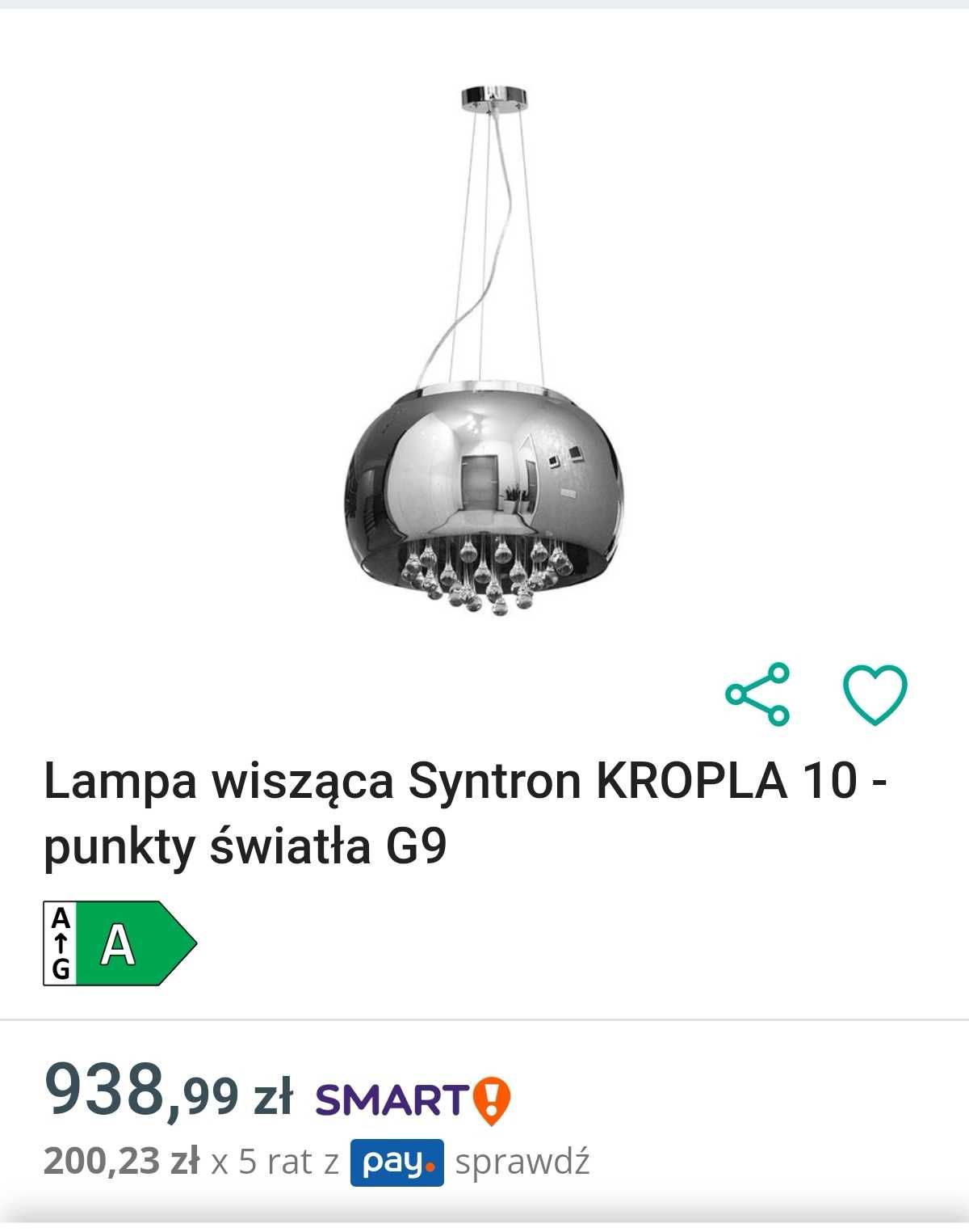 Żyrandol lampa wisząca styl glamour