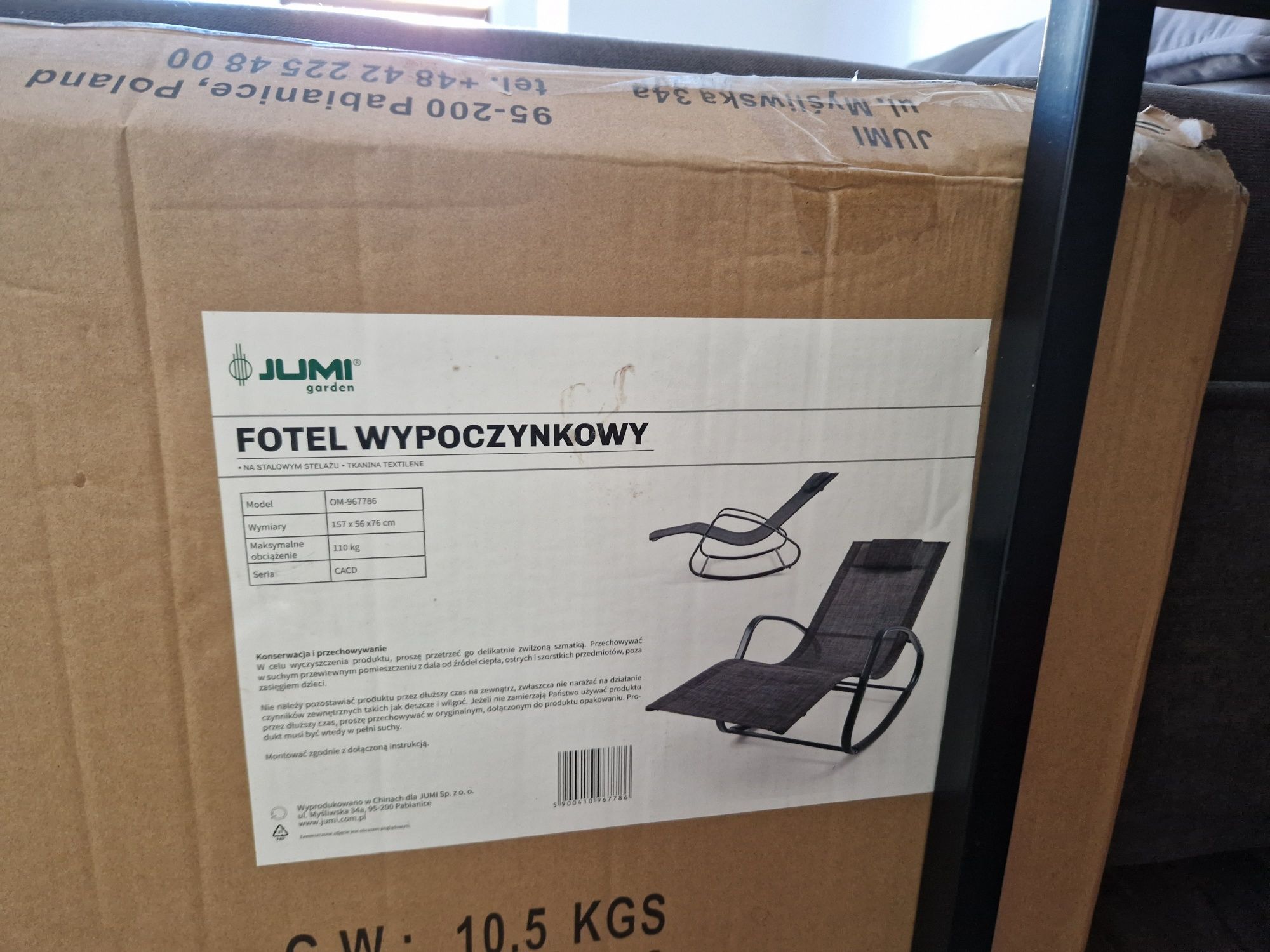 Fotel ogrodowy wypoczynkowy nowy leżak bujany