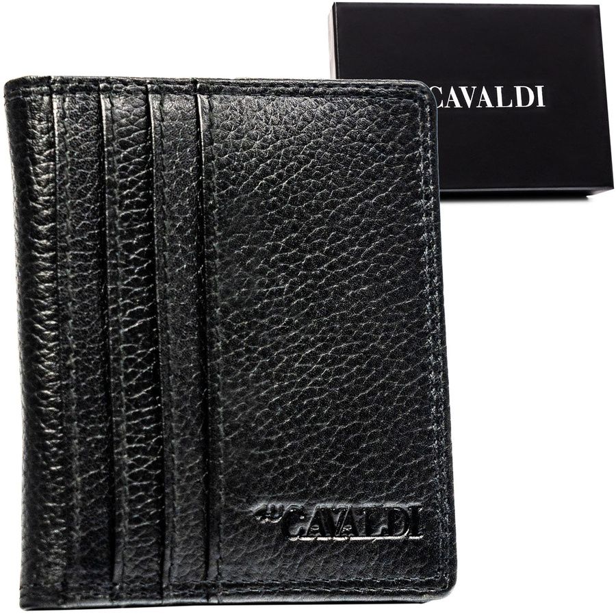 czarne etui na karty ze skóry naturalnej z systemem rfid - 4u cavaldi