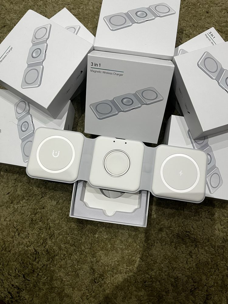 Carregador Triplo Magsafe + Apple Watch + Wireless