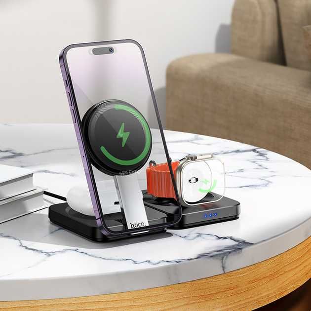 Настольная беспроводная зарядка MagSafe 3в1 для iPhone|iWatch|Airpods|