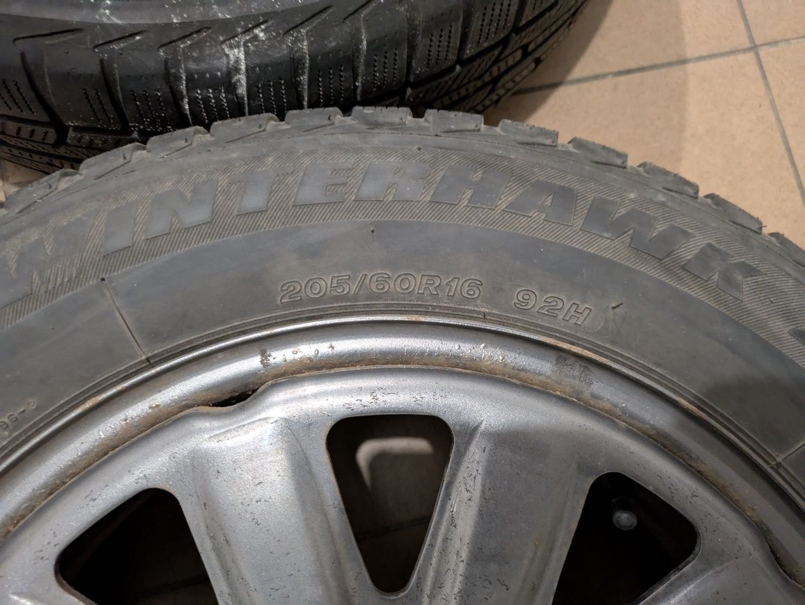 Koła 205/60/16 opony zimowe Firestone, felgi Alcar KFZ, 5x108