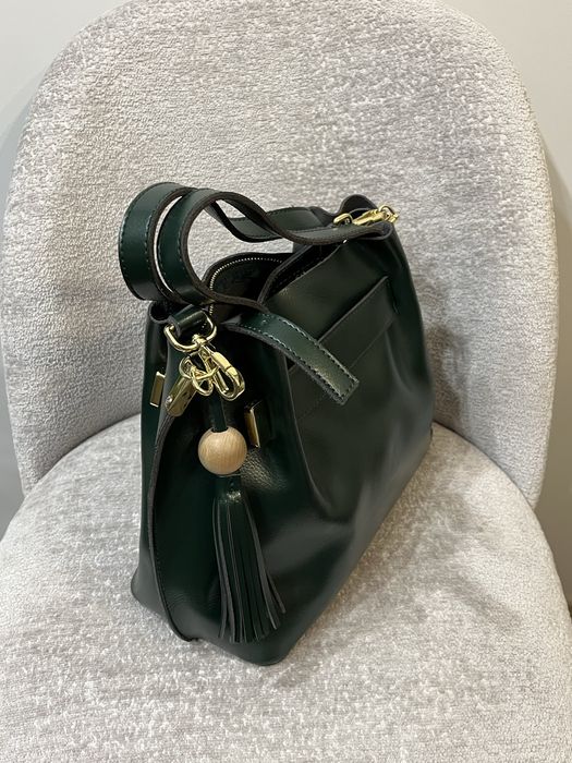 Сумка шкіряна, смарагдового кольору