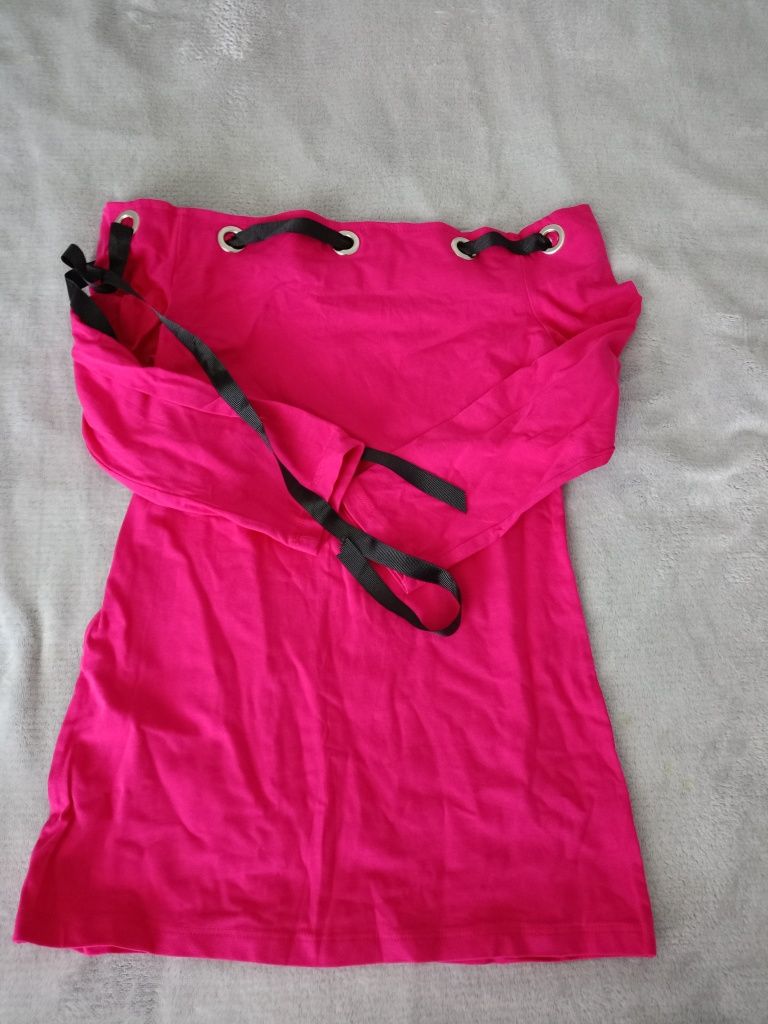 Bluzka różowa z odkrytymi ramionami - rozmiar S