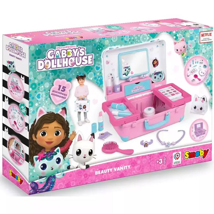 Koci domek Gabi. Walizka z kosmetykami + 15 akcesoriów. Smoby