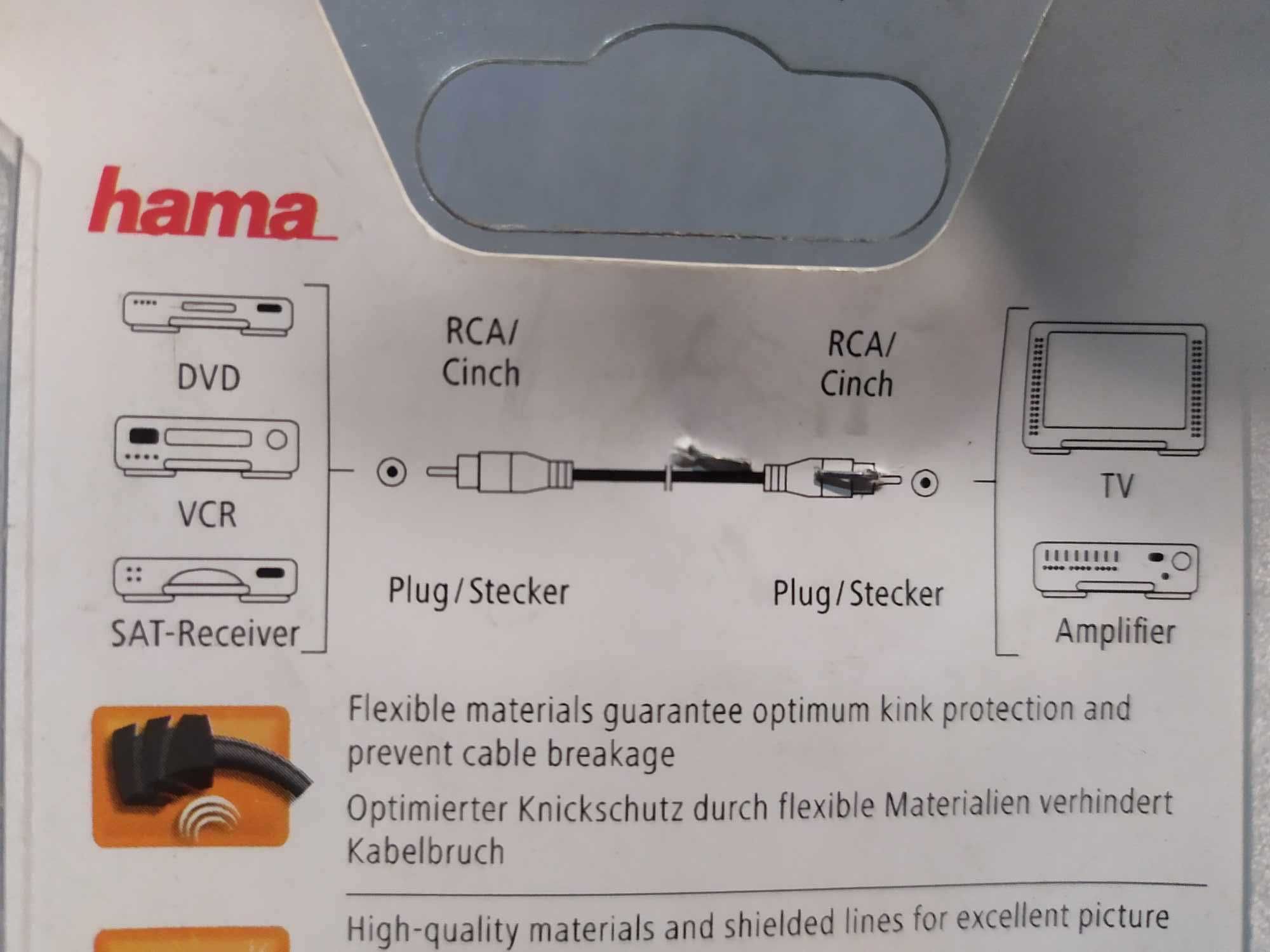 Hama Kabel Cinch RCA 1,5m Pozłacany