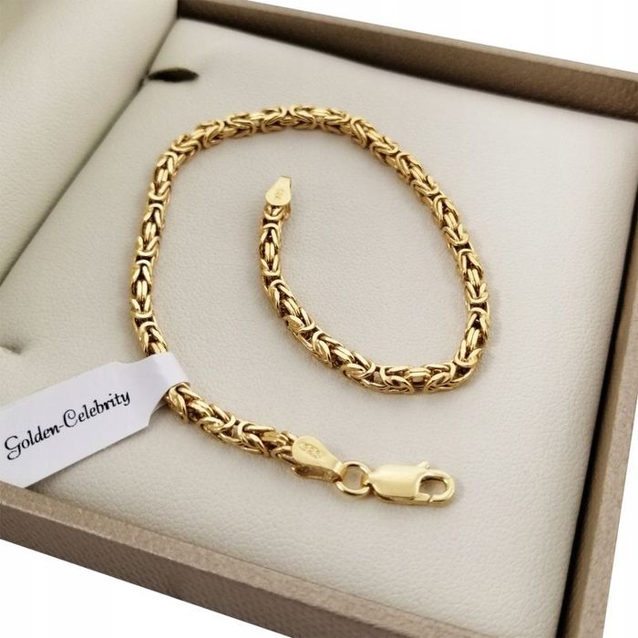 Złota Bransoletka Dla Kobiety Splot Królewski 20cm Srebro 925/585 + Gr