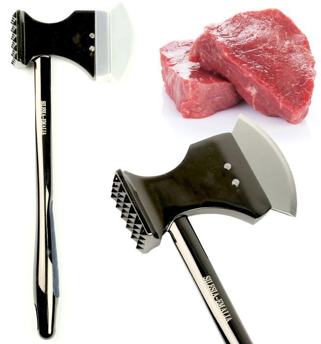 Tłuczek Do Mięsa Z Siekierką Metalowy Tasak 25 Cm Do Rozbijania Mięsa