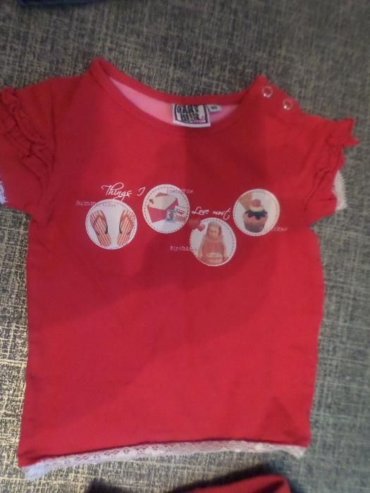 Комплект шорты и футболка 2шт. как новые + джинсы девочке 3-6 мес