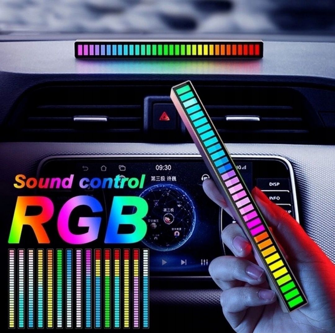 Panel LED RGB Equalizer Pasek Kontrola Dźwięku USB Bluetooth