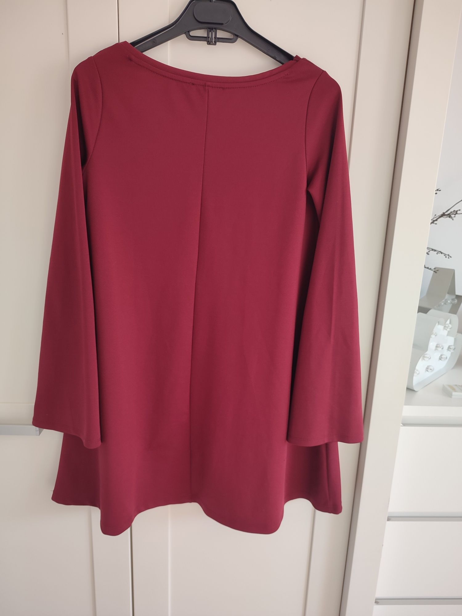 Sukienka Zara 36 S bordowa trapezowa elegancka