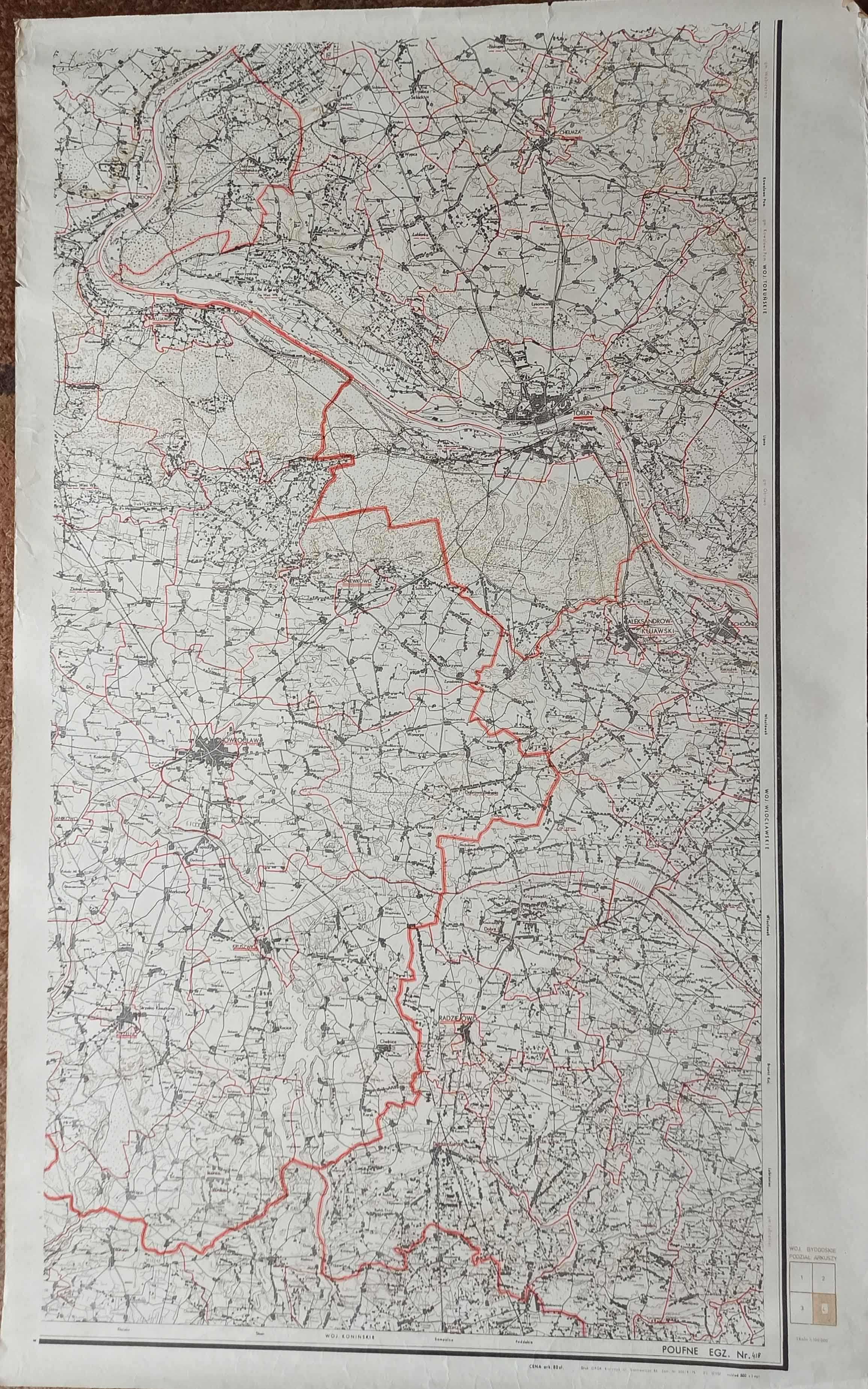 Mapa topograficzna  1:100 000. Woj. Bydgoskie. Arkusz 4 Inowrocław