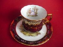 Conjunto de chávena e pires Japonês vintage da Ohashi China 1932