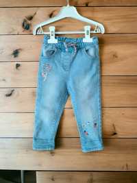 Śliczne jeansy dżinsy spodnie dżinsowe królik kwiat kwiatek haft