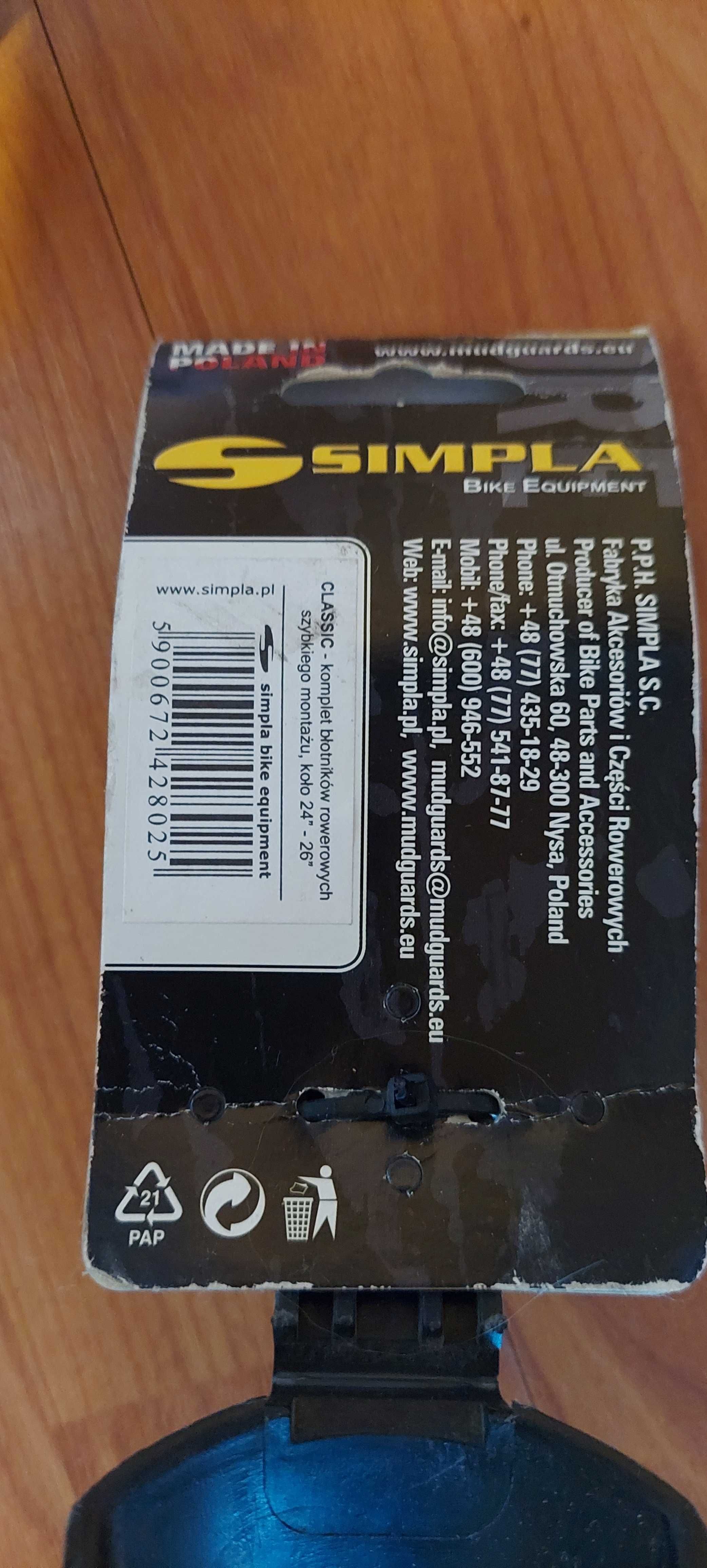 Błotnik rowerowy SIMPLA classic 24"-26" + światła rowerowe gratis