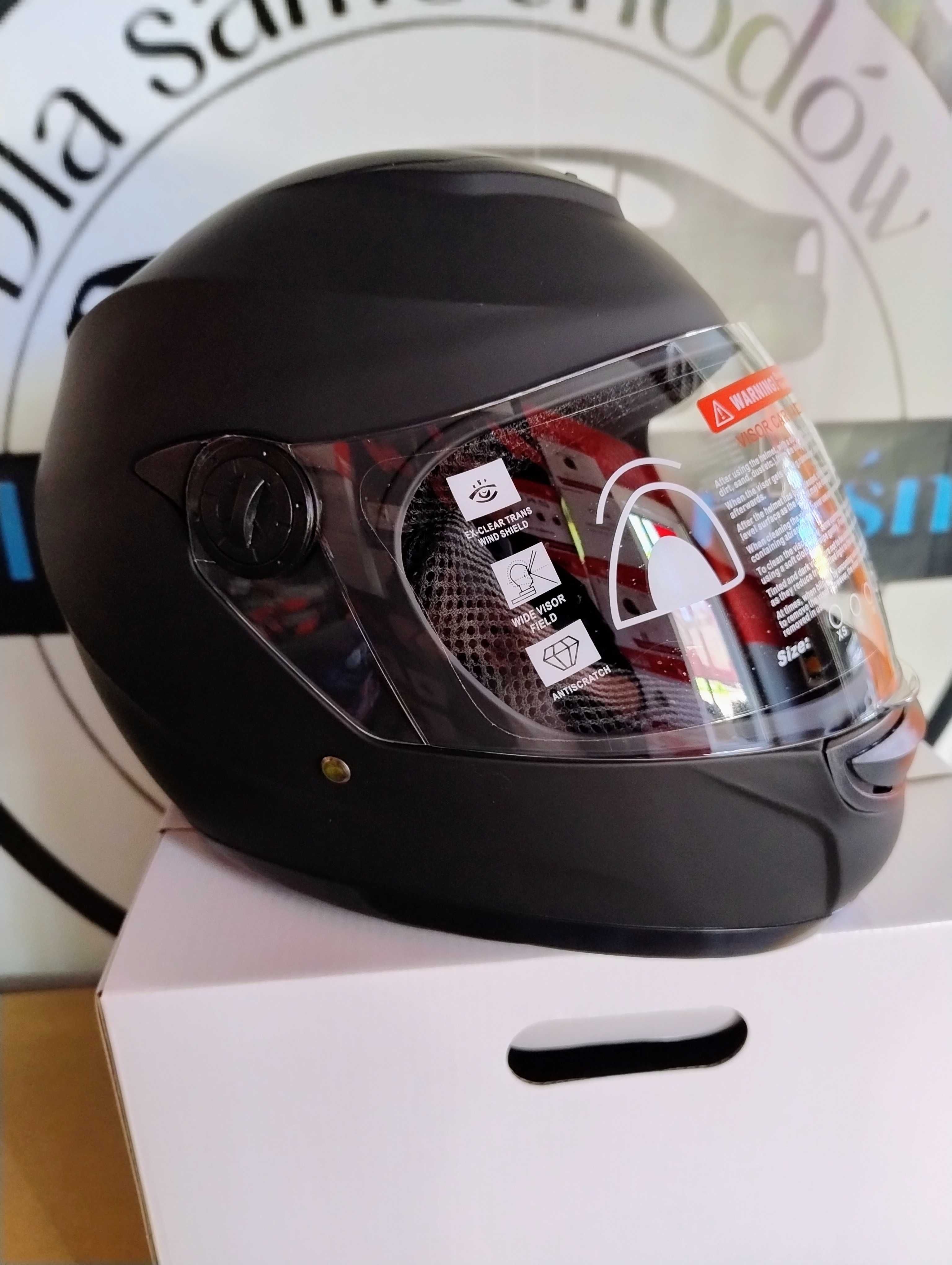 Kask zamknięty czarny mat XS S M L XL XXL