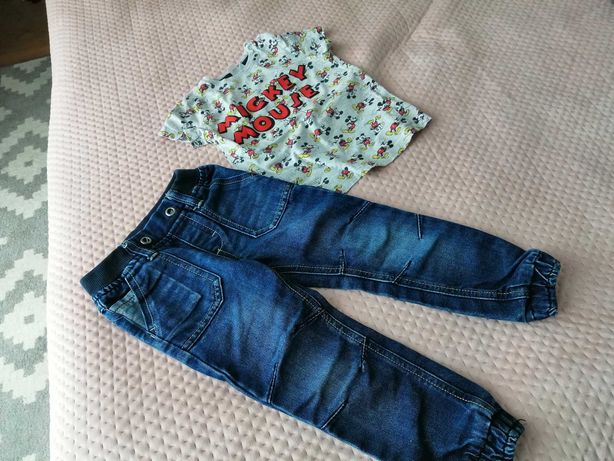 Spodnie dżinsowe 98-104 + gratis bluzeczka