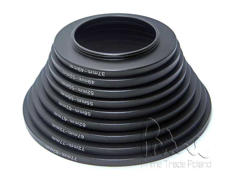 Zestaw komplet adapterów 9 redukcji filtrowych pierścieni 37mm - 82 mm