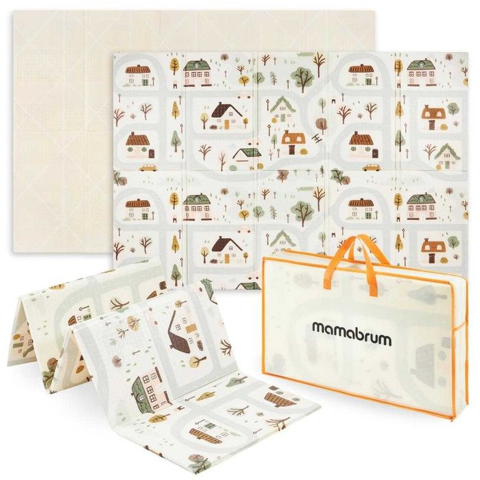 Dwustronna Mata Piankowa 80x120 Urocze Miasteczko/Piaskowy Beż