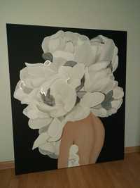 Obraz Kobieta kwiaty magnolie złoto 120x100