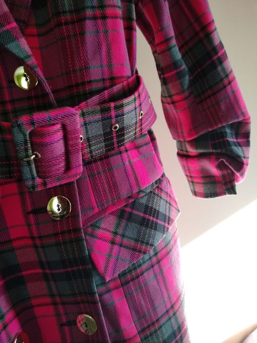 Sukienka marynarka Edan 34 36 marynarka w kratkę z paskiem