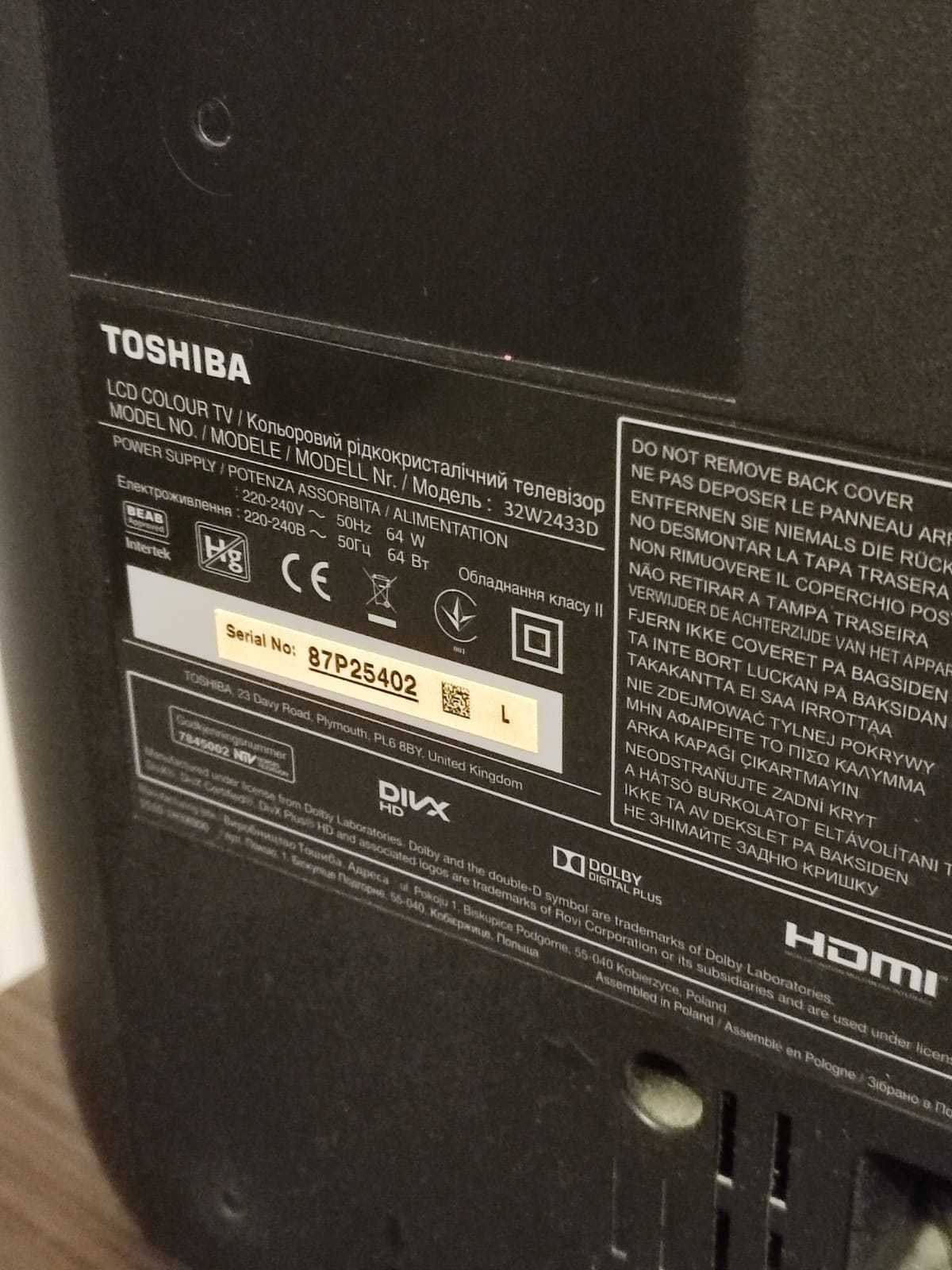 TOSHIBA 32W2433D TELEWIZOR LCD 32" - uszkodzony