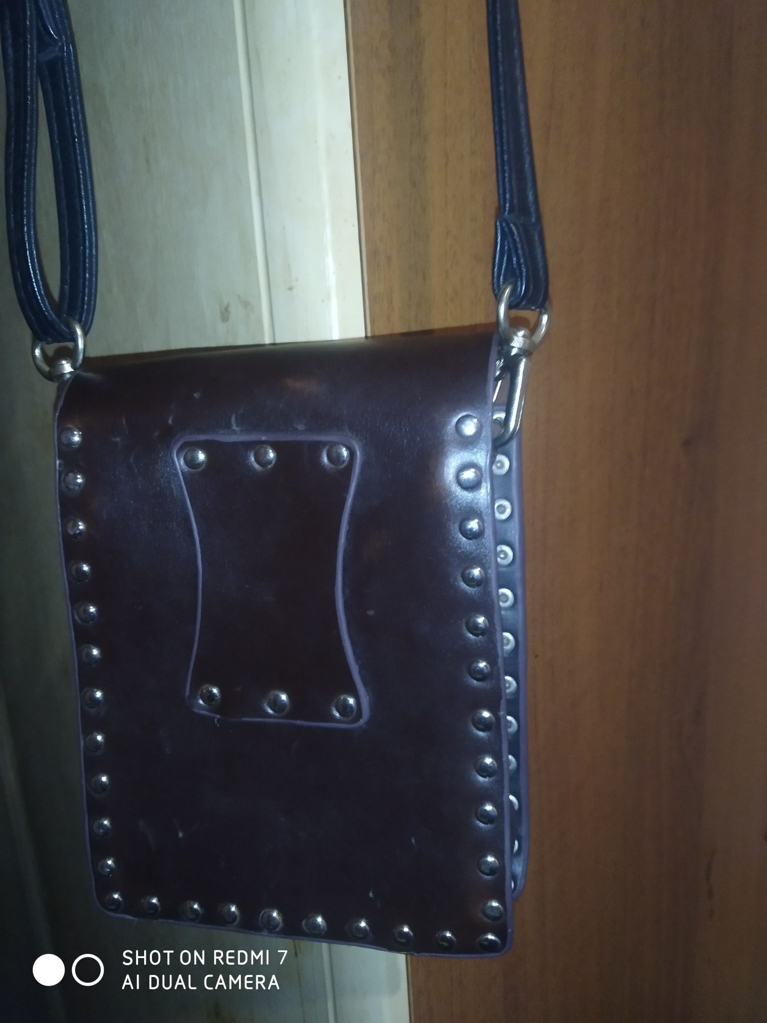 Кожаная сумка коричневая Giorgio Armani под телефон унисекс клатч