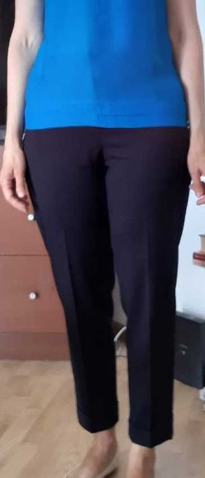 Massimo Dutti granatowe  damskie spodnie garniturowe crop