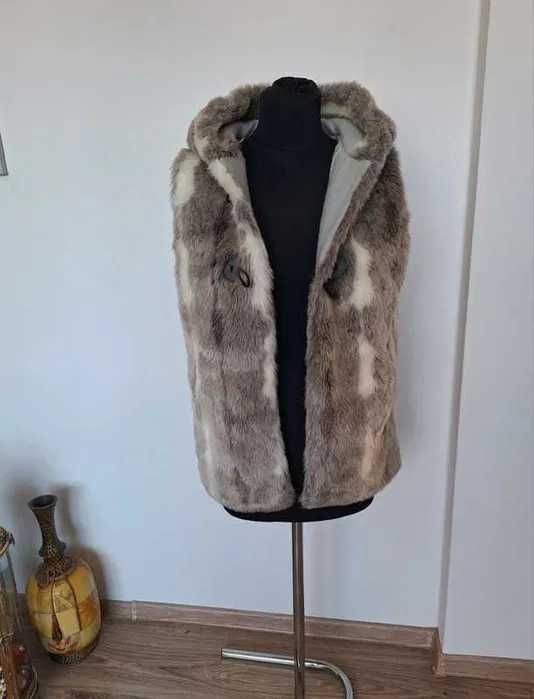 Brązowe wiosenne futerko przejściowe bezrękawnik kamizelka ZARA 38