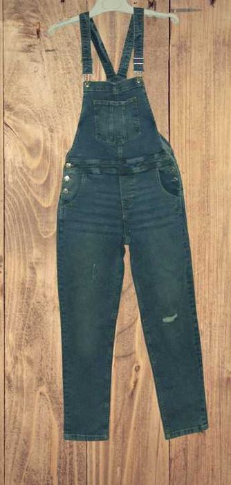 Ogrodniczki jeansowe spodnie bawełna + elastan zwężane S/M / 327O