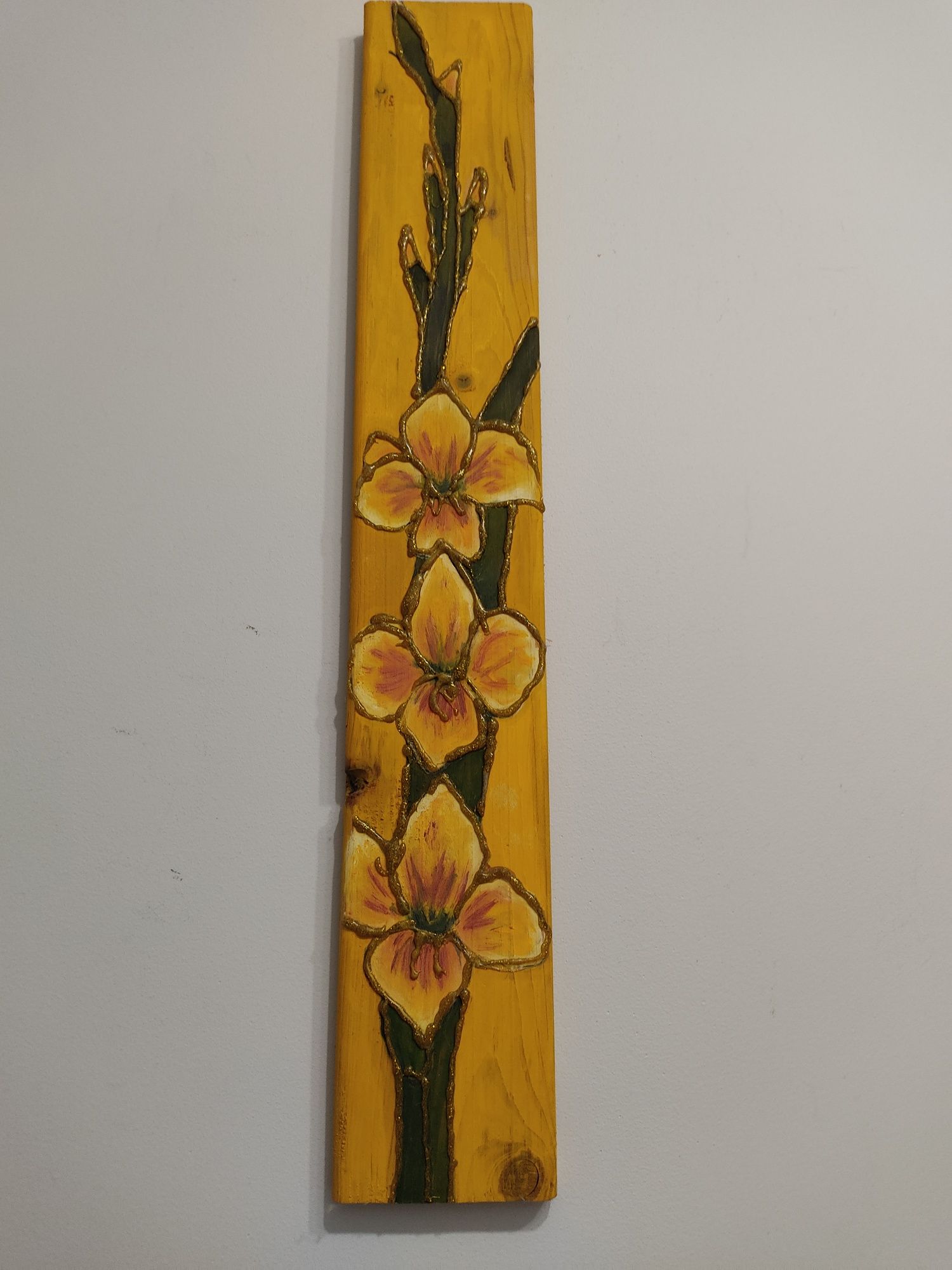 "Żółte"-piękny obraz olejny na drewnie!