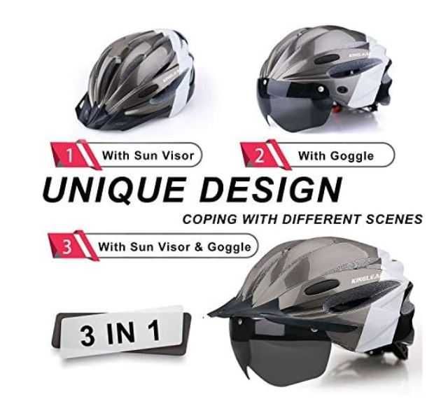 Kask rowerowy KINGLEAD z goglami i światełkiem rozmiar 57-62cm