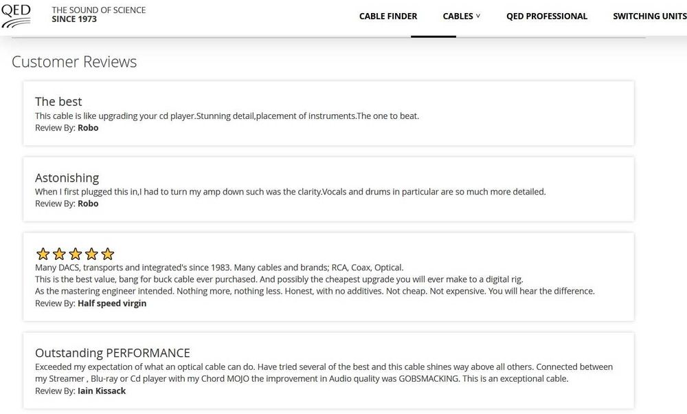 Цифровой оптический кабель QED Reference Optical Quartz (топ, стекло)
