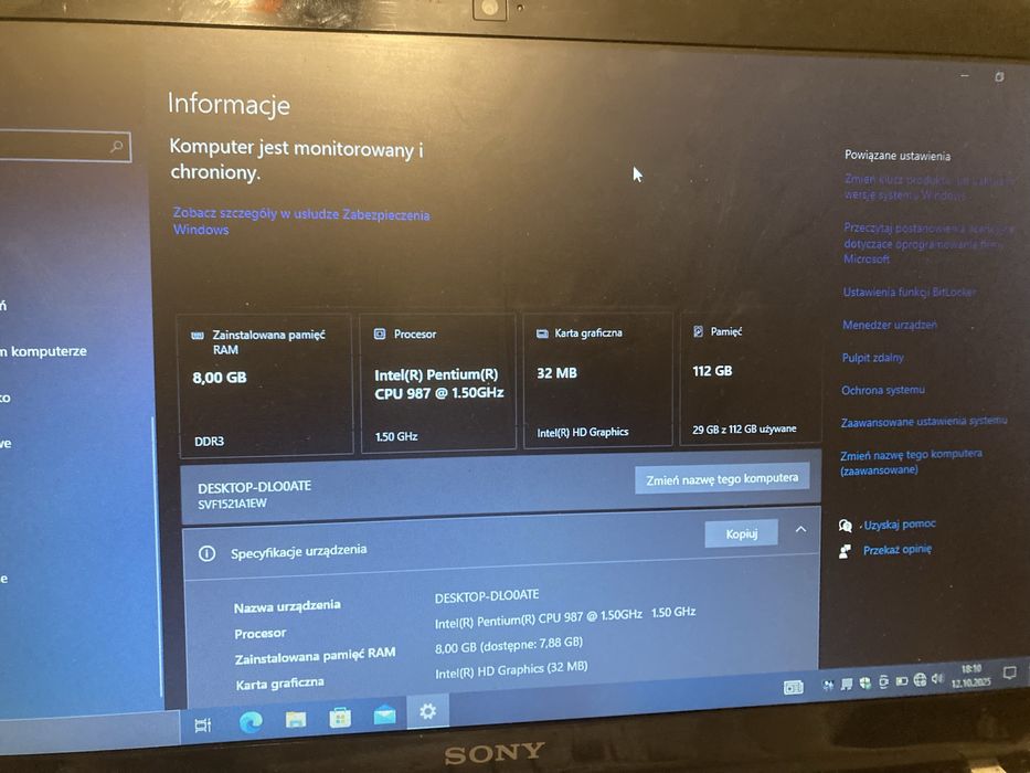 Laptop Sony Vaio SVF152A1EW