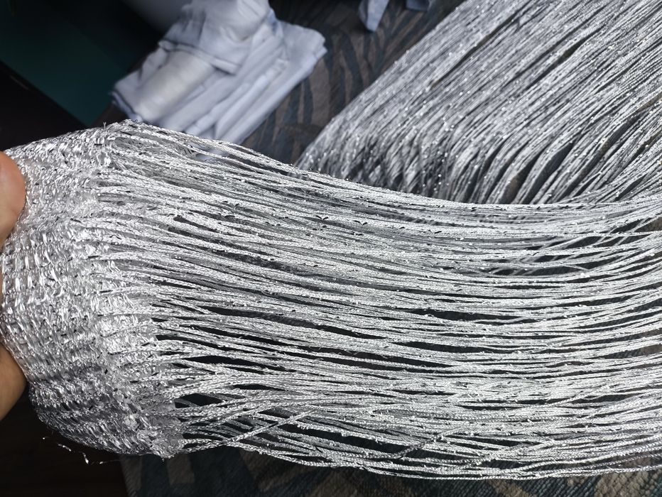 Firana nitka srebrne łezki makaron