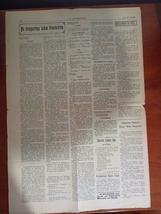 Jornal com 1 século 1925  Porto v Lisboa