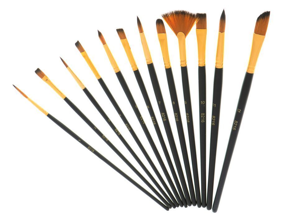 pędzle do malowania malarskie artystyczne zestaw 12 sztuk czarne