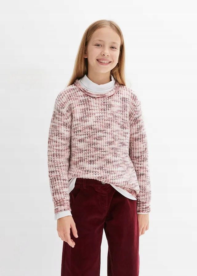 B.P.C sweter dziewczęcy ciepły wzór melanżu r.140/146