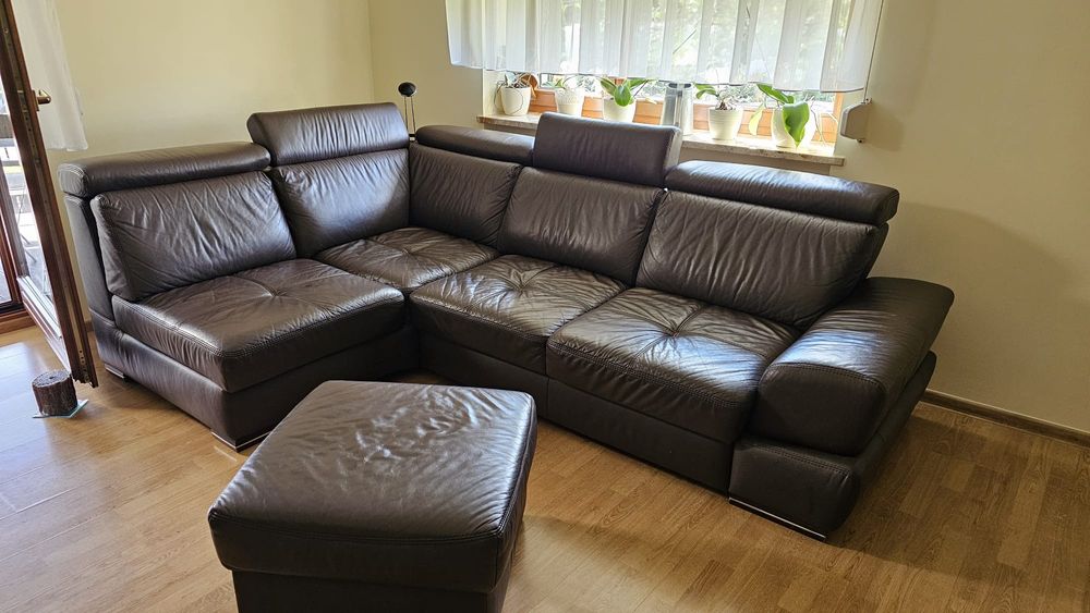 Narożnik skóra ciemny brąz,