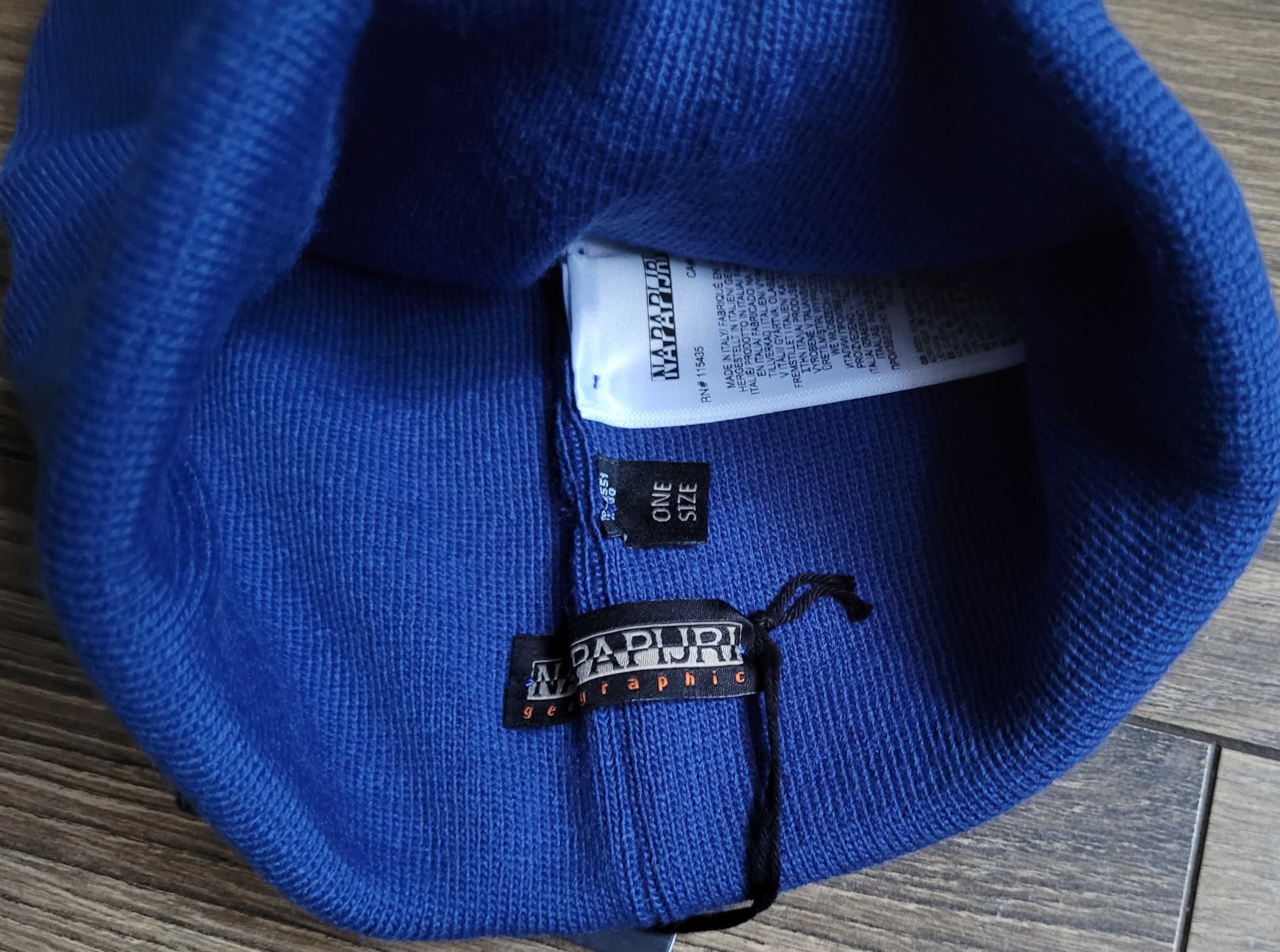 czapka beanie Napapijri F-mountain Niebieska Blue Ensign zimowa z logo