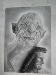 Ręcznie rysowany azog plugawy ( biały ork) oraz torin dębowa tarcza A4