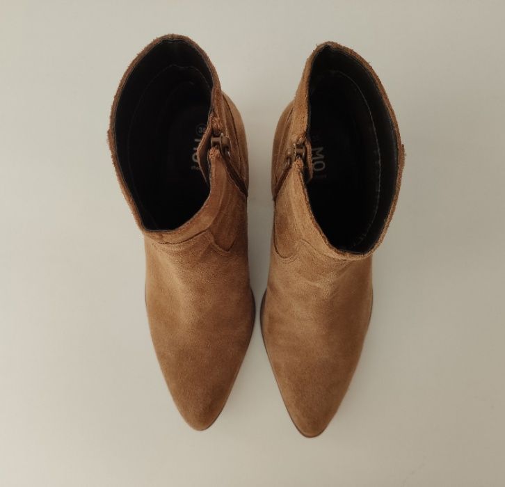 Botas Salto Baixo, Camurça, Camel, Modalfa, Tamanho 35
