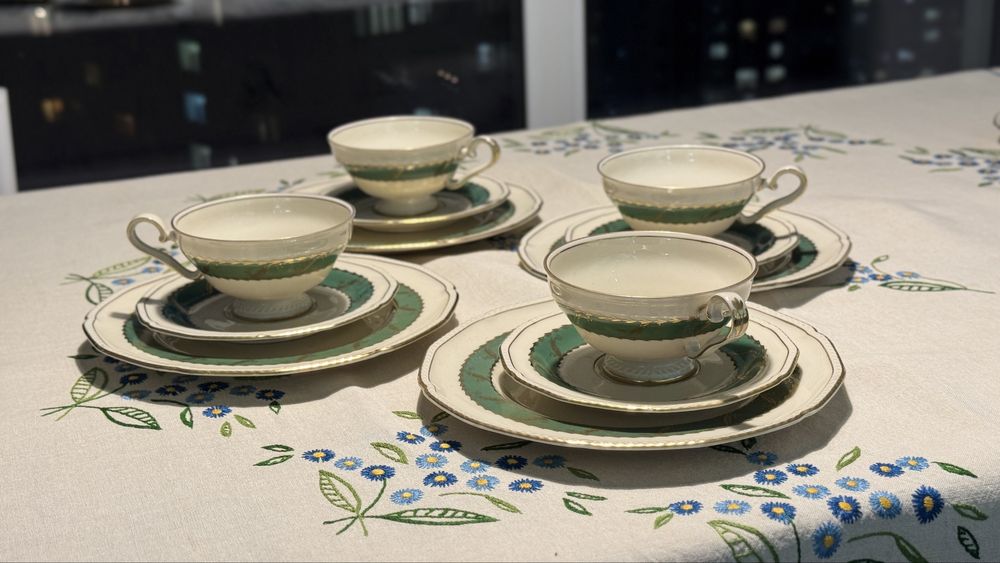 Вінтажний фарфор Kgl. pr. Tettau — набір 4 трійки