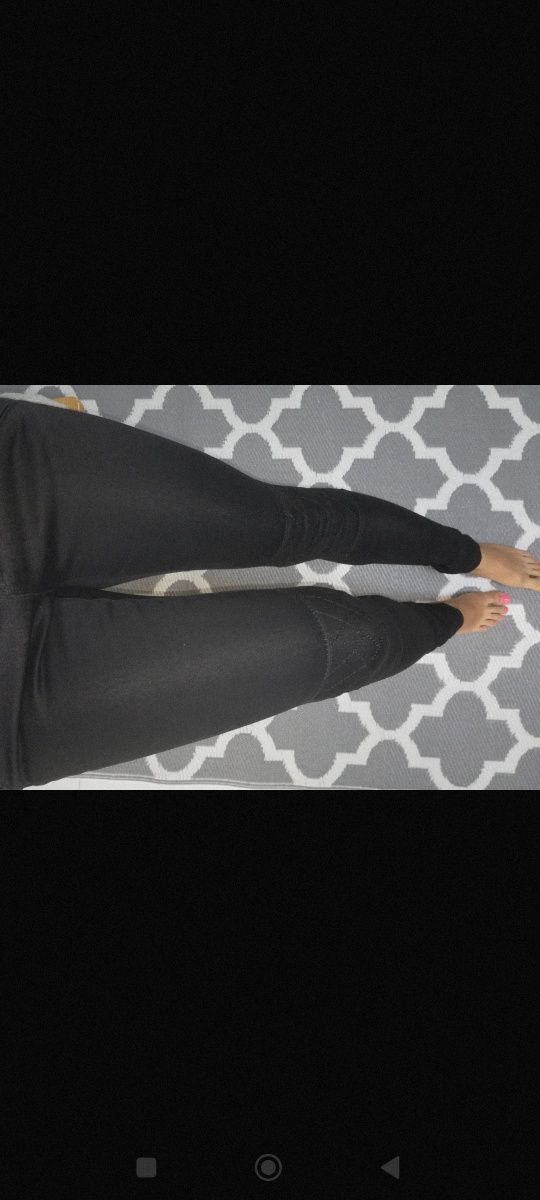 Czarne jeansowe spodnie rurki z przeszyciami rozm. 34 s/xs