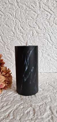 Świeca wkład czarna efekt marmuru 15 cm